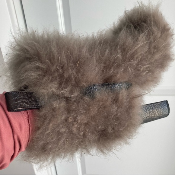 BRUNELLO CUCINELLI | ´Bordeaux’ Brown Leather Peep Toe Slip Bootie Gray Fur 37.5 - Picture 10 of 13